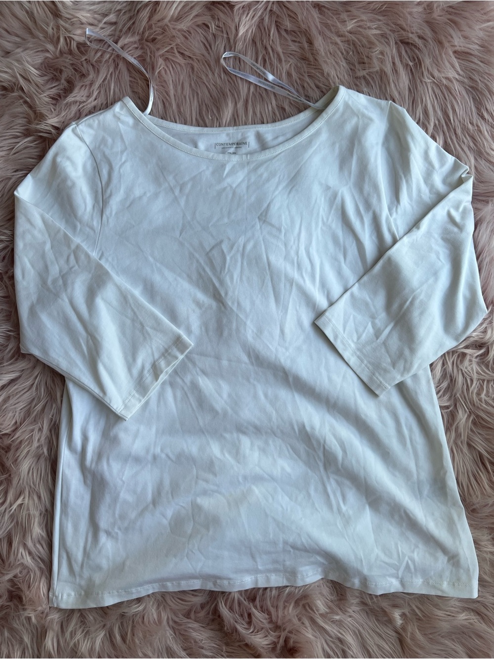 Simons White Women's 3/4 Sleeve Top Plus Size